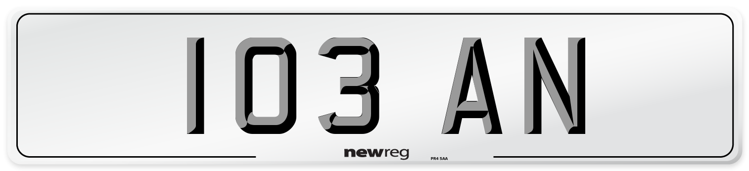 103 AN Number Plate from New Reg